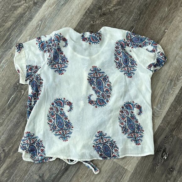 Lucky Brand Peter Dunham Paisley Front Tie Top 1X - Picture 8 of 9